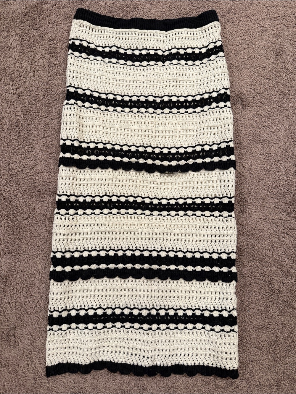 Sincerely Jules Black and White Crochet Midi Skirt